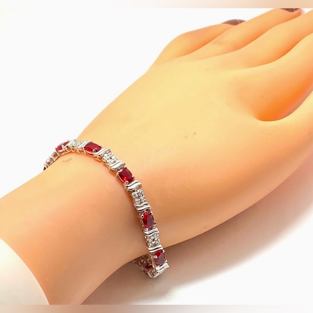 14k White Gold Plated 11.75ctw Ruby & Diamonique … - image 3
